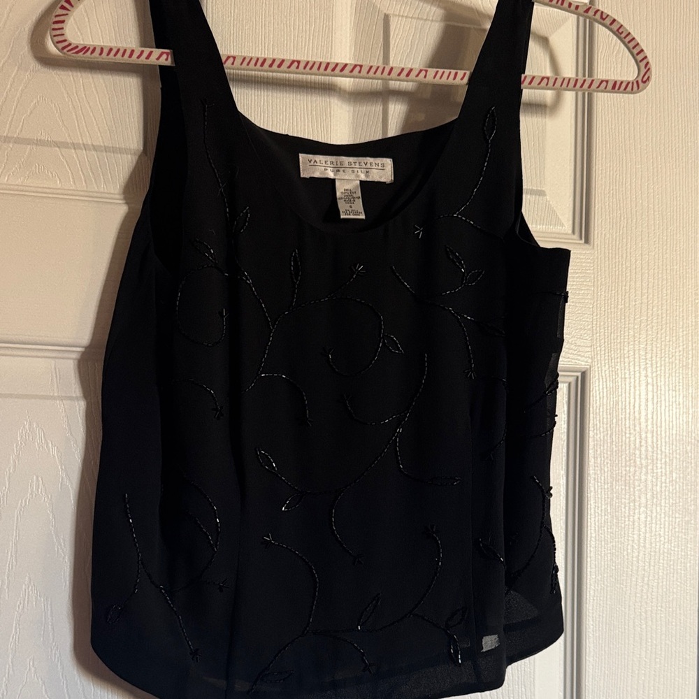 Vintage 100% Silk Beaded Blouse